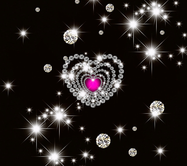 Heart diamonds stars pink glow free wallpaper - medium preview image
