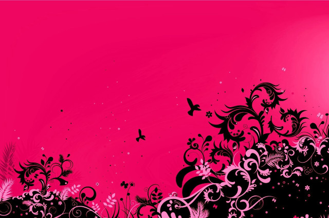 Pink black background floral butterfly free wallpaper - medium preview image