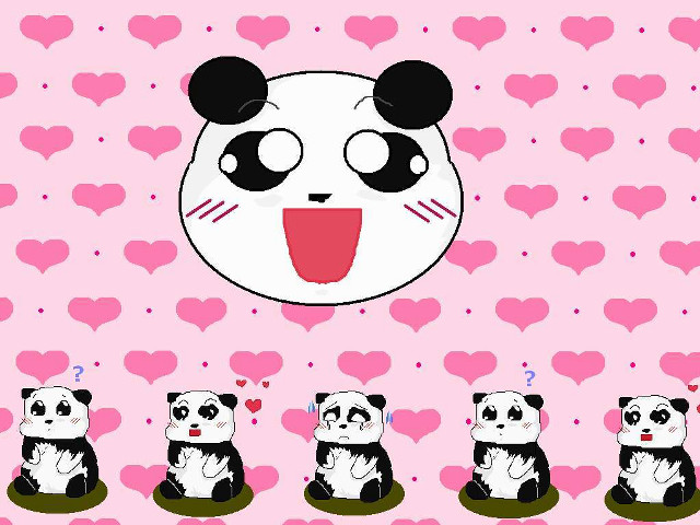 Panda heart background pink tongue free wallpaper - medium preview image