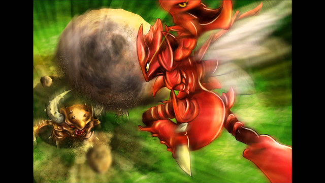 Red dragon attacking yellow dragon free wallpaper - medium preview image