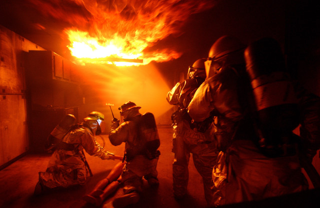 People fire room extinguisher group free wallpaper - medium preview image