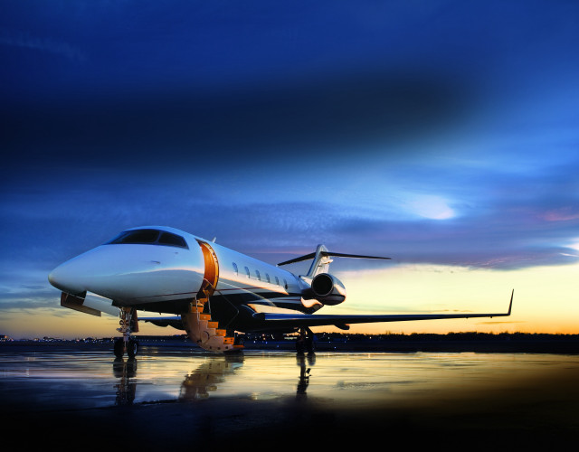 Small airplane runway sunset sky free wallpaper - medium preview image