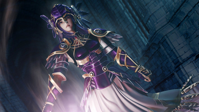 Woman purple outfit sword dark free wallpaper - medium preview image
