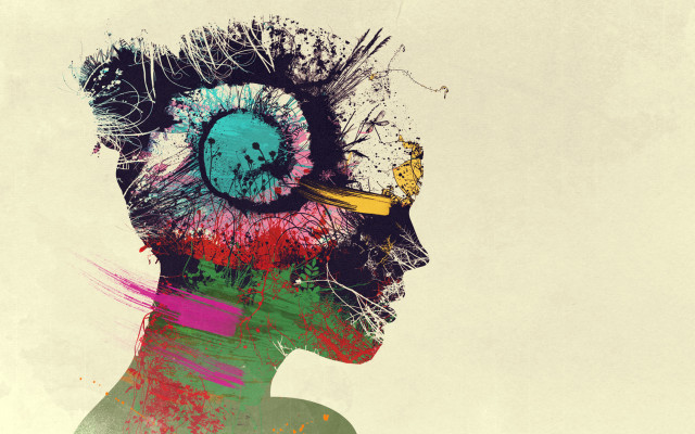 Colorful hairdo big eyeball artistic free wallpaper - medium preview image