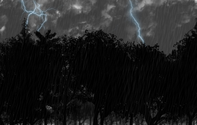 Storm lightning trees bench cloudy free wallpaper - medium preview image
