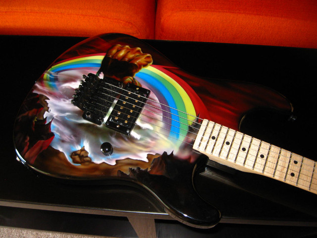 Guitar rainbow painted body neck free wallpaper - medium preview image