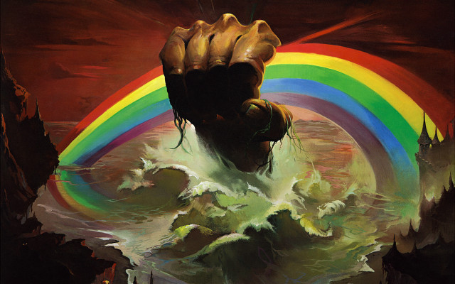 Hand holding rainbow water background free wallpaper - medium preview image
