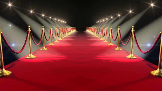 Red carpeted hallway barrier rope free wallpaper - medium preview image