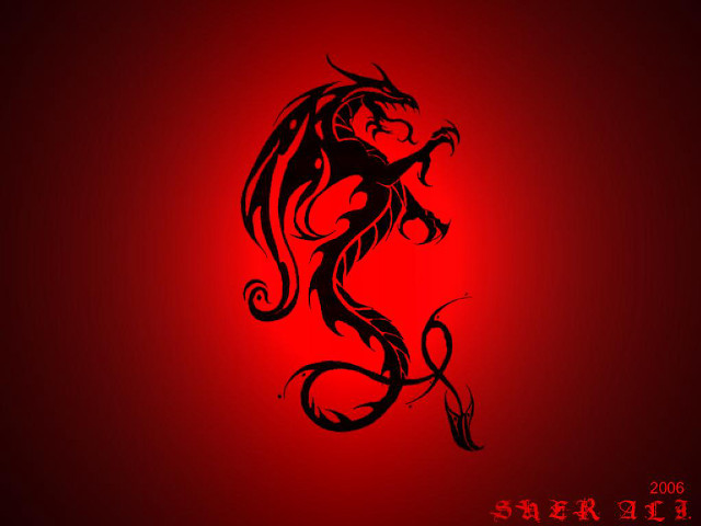 Black dragon red background saar free wallpaper - medium preview image