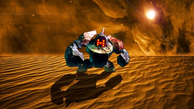 Robot desert brightlight space art free wallpaper - medium preview image