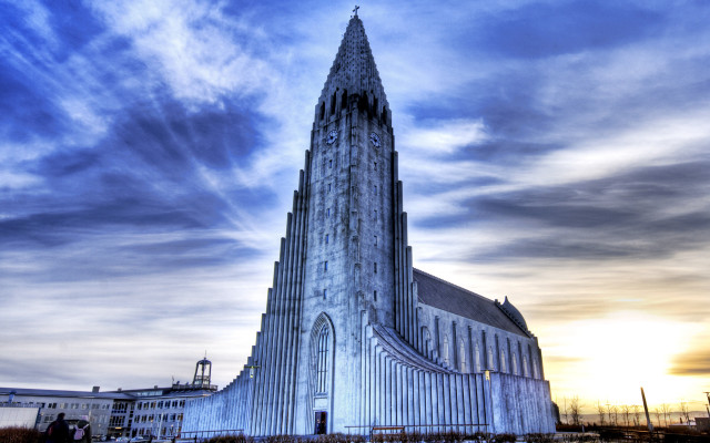 Cathedral tower cloudy day blue free wallpaper - medium preview image