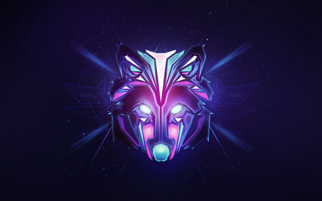 Stylized wolf head glowing eyes free wallpaper - medium preview image