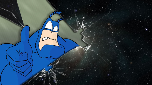Cartoon character broken glass window #2 free wallpaper - medium preview image
