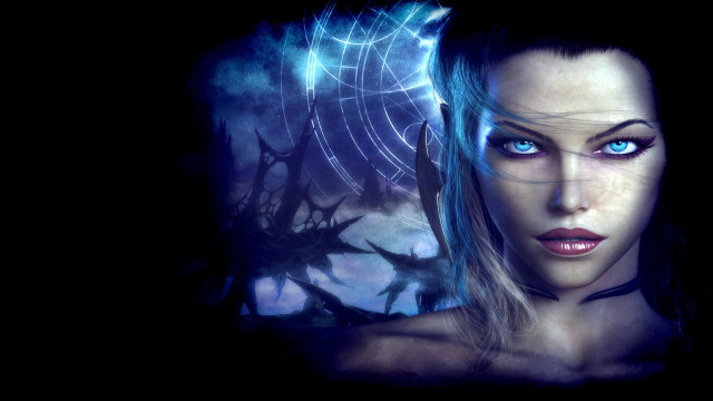 Blue haired woman blue eyes #2 free wallpaper - medium preview image