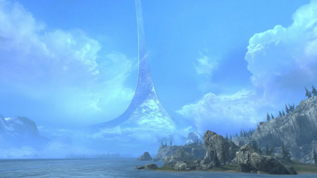 Futuristic landscape mountain lake distant free wallpaper - medium preview image