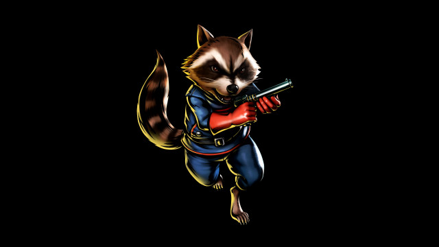 Raccoon gun black background image free wallpaper - medium preview image