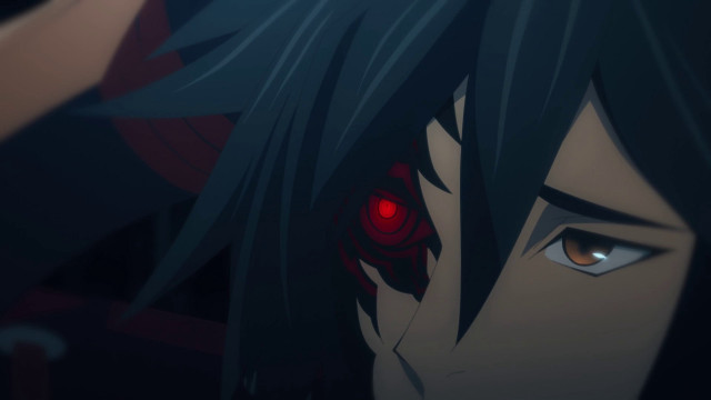 Man long hair red eyes free wallpaper - medium preview image