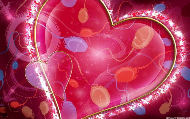 Heart gold border red background free wallpaper - medium preview image