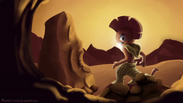 Cartoon character desert walking rock free wallpaper - medium preview image