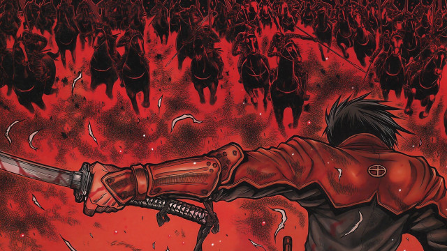 Man sword fire field people free wallpaper - medium preview image