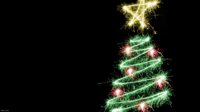 Christmas tree star fireworks black free wallpaper - medium preview image