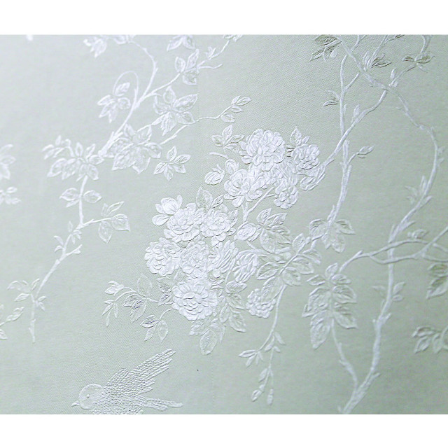 White wall flower pattern bird free wallpaper - medium preview image
