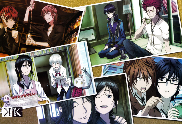 Anime characters sitting table cake free wallpaper - medium preview image