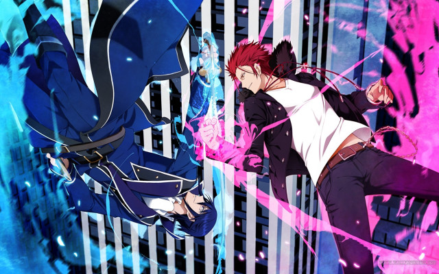 Anime characters colorful background pink free wallpaper for desktop - medium preview image