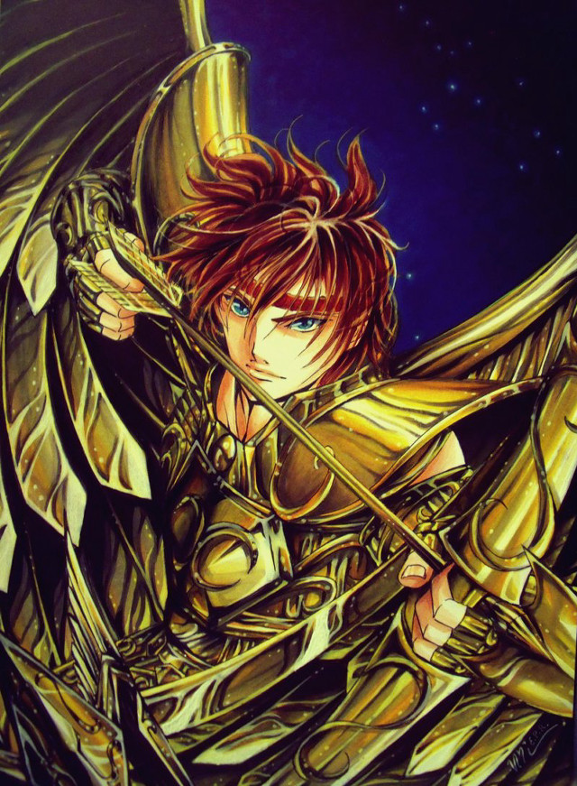 Anime red hair gold armor free wallpaper - medium preview image