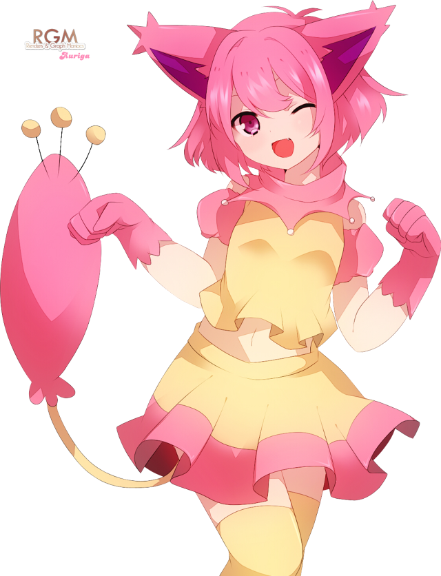 Pink catgirl solo fullbody smile free wallpaper - medium preview image
