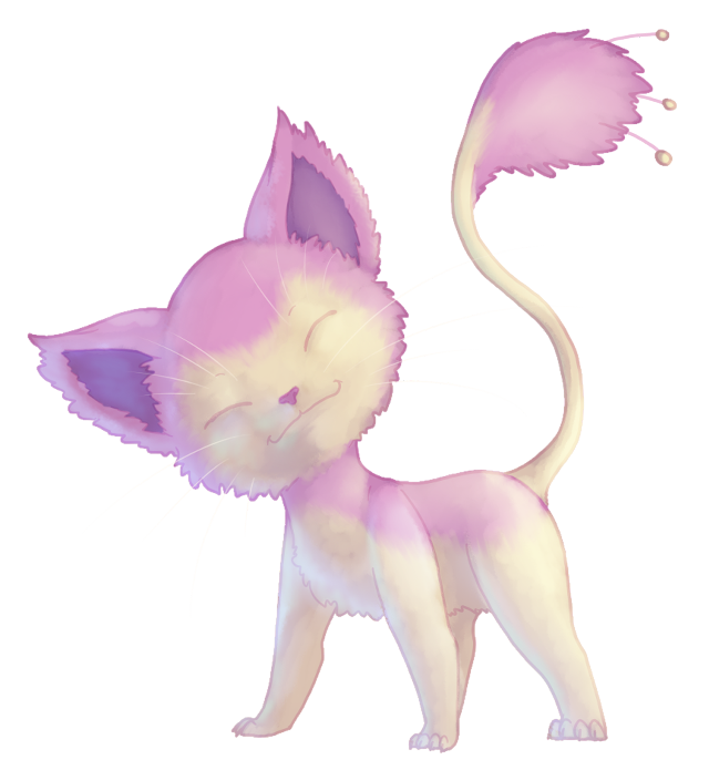 Pink cat with tail like free wallpaper - medium preview image