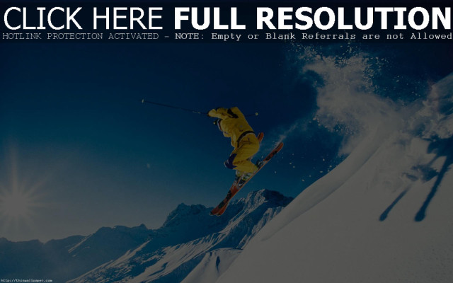 Ski jump sunny air full free wallpaper - medium preview image