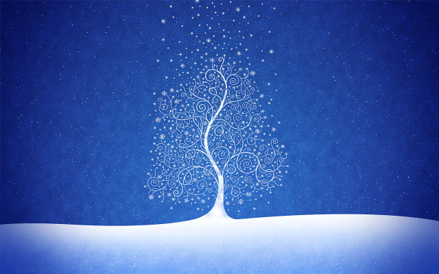 White tree snow falling stars free wallpaper - medium preview image