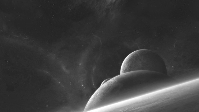 Black white planets space stars free wallpaper - medium preview image