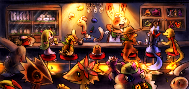 Cartoon animals bar person background free wallpaper - medium preview image
