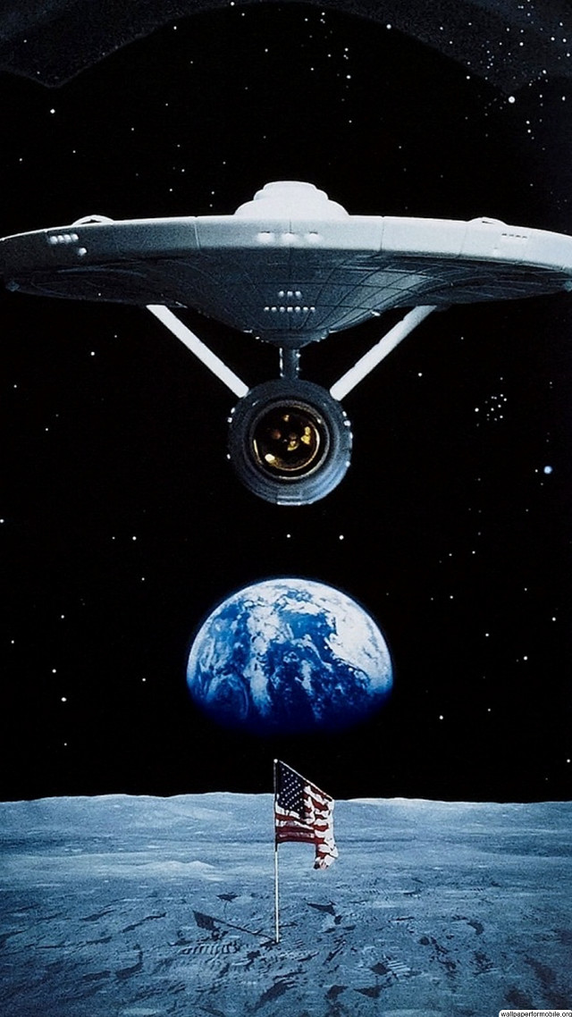 Space station flying moon flag free wallpaper - medium preview image