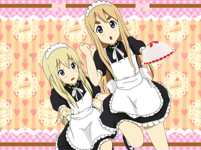 Anime maid girls cake pink free wallpaper - medium preview image