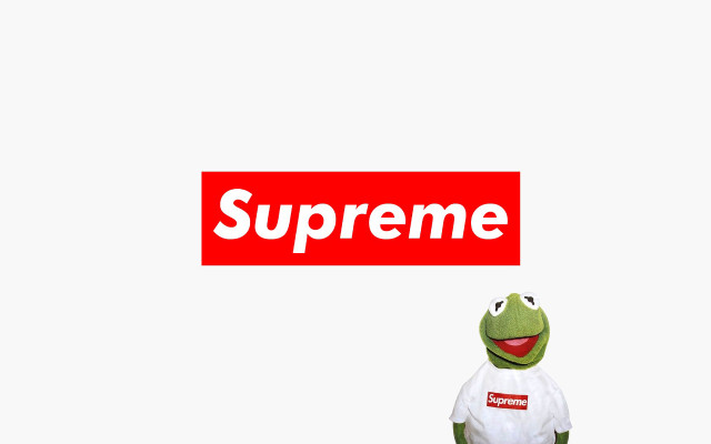 Red supreme sticker kermie sitting free wallpaper - medium preview image