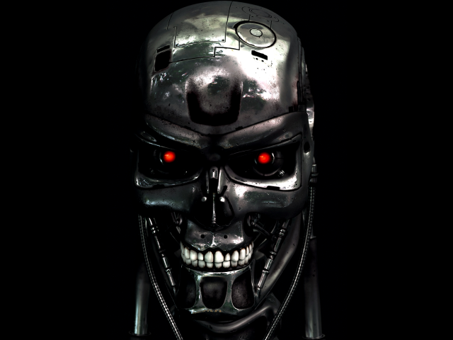 Robot red eyes helmet dark #2 free wallpaper - medium preview image