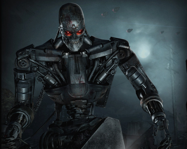 Robot red eyes creepy face free wallpaper - medium preview image
