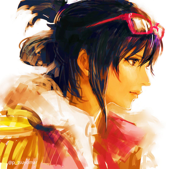 Woman ponytail sunglasses digital painting free wallpaper - medium preview image