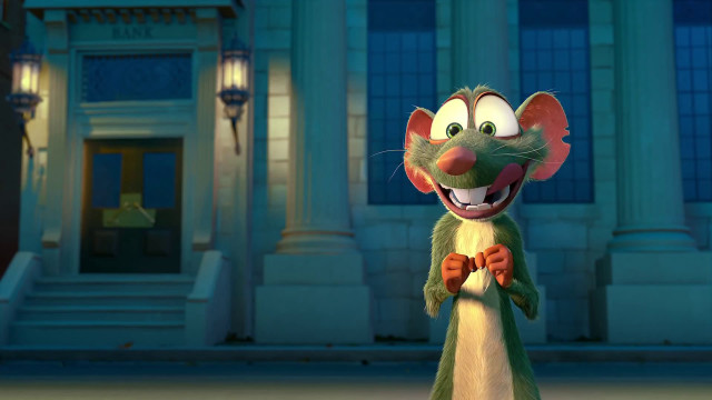 Cartoon rat building lit door free wallpaper - medium preview image