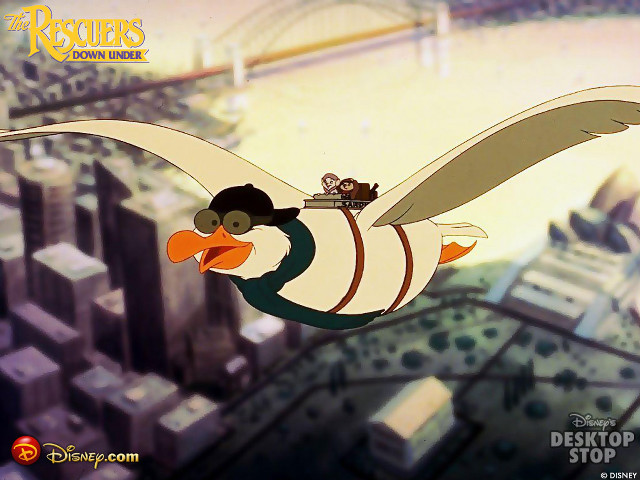 Cartoon character flying bird city free wallpaper - medium preview image