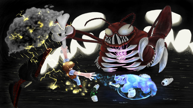 Cartoon character large body fire free wallpaper - medium preview image