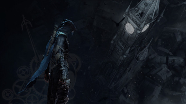 Man dark room clock tower free wallpaper for desktop - medium preview image