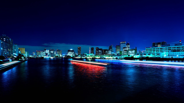 City skyline river nighttime lights #3 free wallpaper - medium preview image