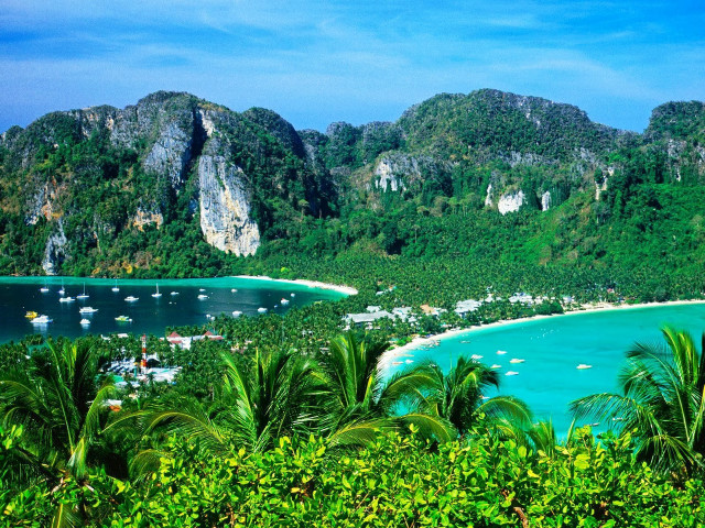 Tropical island lagoon beach palm free wallpaper - medium preview image