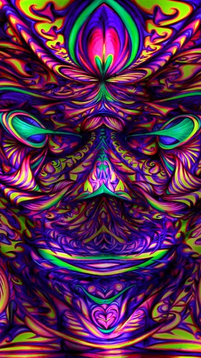 Psychedelic face large colorful patterns free wallpaper - medium preview image
