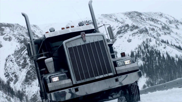 Large truck snow covered road free wallpaper - medium preview image