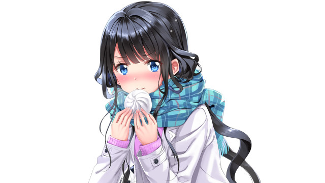 Girl scarf napkin holding neckwear free wallpaper - medium preview image